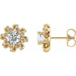 14K Yellow 1 CTW Natural Diamond Halo-Style Earrings