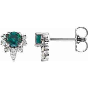 Platinum Natural Alexandrite & 1/6 CTW Natural Diamond Earrings