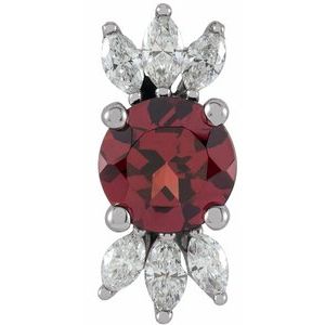 Platinum Natural Garnet & 1/5 CTW Natural Diamond Pendant