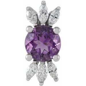 Sterling Silver Natural Amethyst & 1/5 CTW Natural Diamond Pendant