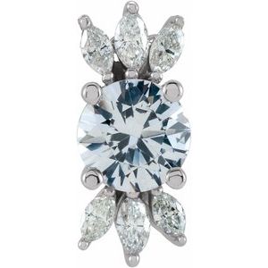 14K White Natural White Sapphire & 1/5 CTW Natural Diamond Pendant