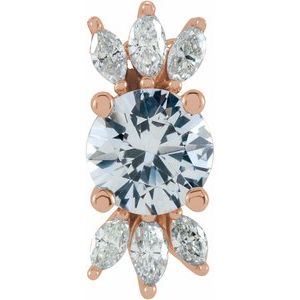 14K Rose Natural White Sapphire & 1/5 CTW Natural Diamond Pendant