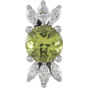 14K White Natural Peridot & 1/5 CTW Natural Diamond Pendant