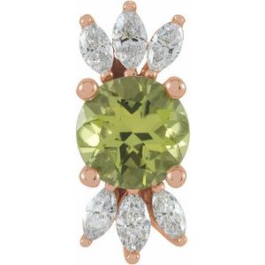 14K Rose Natural Peridot & 1/5 CTW Natural Diamond Pendant
