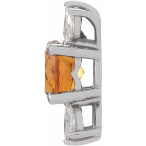 Platinum Natural Citrine & 1/5 CTW Natural Diamond Pendant