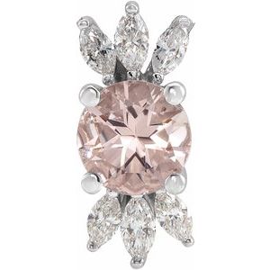 Platinum Natural Pink Morganite & 1/5 CTW Natural Diamond Pendant