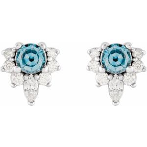 Platinum Natural Aquamarine & 1/6 CTW Natural Diamond Earrings