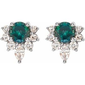 Platinum Natural Alexandrite & 1/6 CTW Natural Diamond Earrings