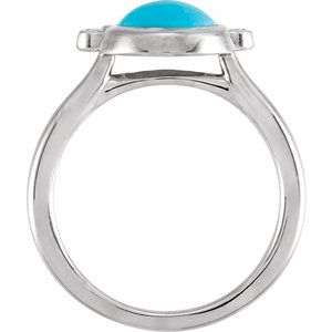 Platinum Natural Blue Turquoise & 1/8 CTW Natural Diamond Ring