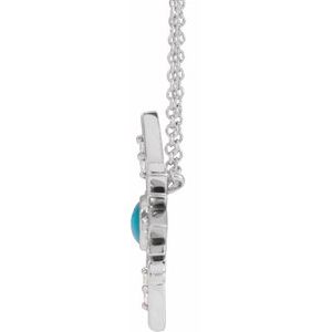 Sterling Silver Natural Turquoise & .08 CTW Natural Diamond Celestial 16-18" Necklace