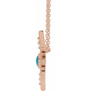 14K Rose Natural Turquoise & .08 CTW Natural Diamond Celestial 16-18" Necklace