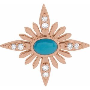 14K Rose Natural Turquoise & .08 CTW Natural Diamond Celestial Pendant