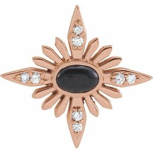 14K Rose Natural Black Onyx & .08 CTW Natural Diamond Celestial Pendant