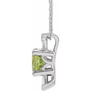 Sterling Silver Natural Peridot & 1/6 CTW Natural Diamond 16-18" Necklace