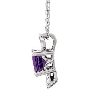 Platinum Natural Amethyst & 1/6 CTW Natural Diamond 16-18" Necklace