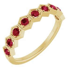 14K Yellow Lab-Grown Ruby Stackable Ring   
