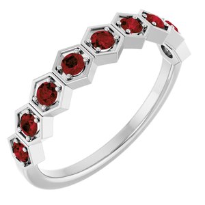 Platinum Natural Mozambique Garnet Stackable Ring