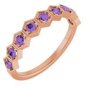 14K Rose Natural Amethyst Stackable Ring