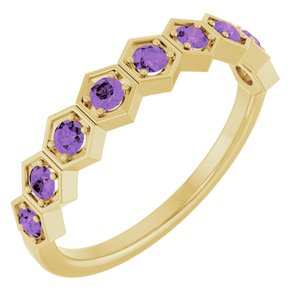 14K Yellow Natural Amethyst Stackable Ring