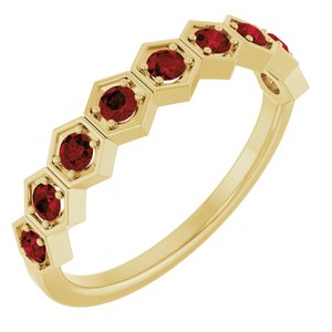 14K Yellow Natural Mozambique Garnet Stackable Ring