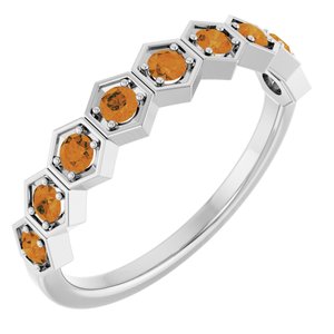14K White Natural Citrine Stackable Ring