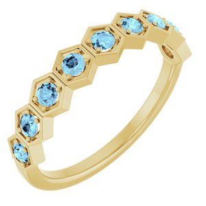 14K Yellow Natural Aquamarine Stackable Ring