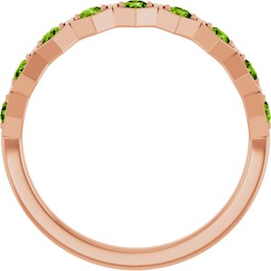 14K Rose Natural Peridot Stackable Ring