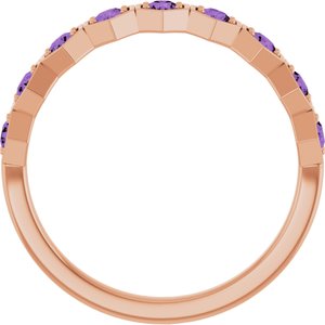 14K Rose Natural Amethyst Stackable Ring