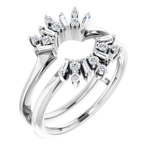 14K White 1/3 CTW Natural Diamond Art Deco Baguette Ring Guard 