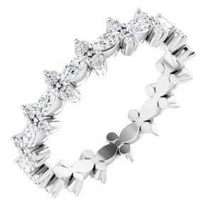 14K White 5/8 CTW Natural Diamond Eternity Band Size 5