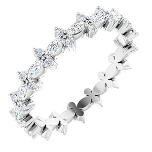 14K White 5/8 CTW Natural Diamond Eternity Band Size 7
