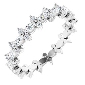 14K White 5/8 CTW Natural Diamond Eternity Band Size 5.5