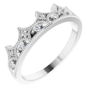 14K White 1/10 CTW Natural Diamond Crown Ring