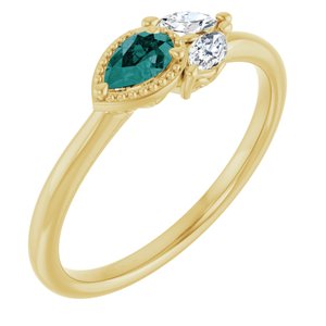 14K Yellow Lab-Grown Alexandrite & 1/6 CTW Natural Diamond Ring