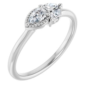 14K White Natural White Sapphire & 1/6 CTW Natural Diamond Ring