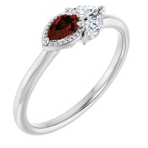 Platinum Natural Mozambique Garnet & 1/6 CTW Natural Diamond Ring