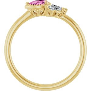 14K Yellow Natural Pink Sapphire & 1/6 CTW Natural Diamond Ring