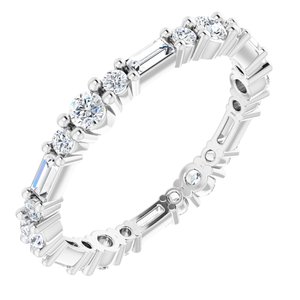 14K White 7/8 CTW Natural Diamond Eternity Band Size 7.5