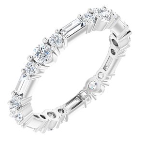 14K White 7/8 CTW Natural Diamond Eternity Band Size 4.5