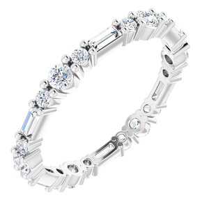 14K White 7/8 CTW Natural Diamond Eternity Band Size 8