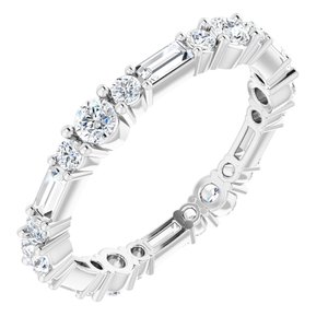 14K White 7/8 CTW Natural Diamond Eternity Band Size 5