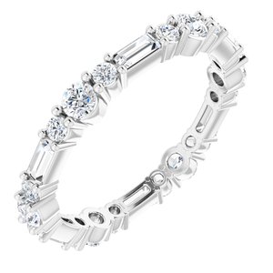 14K White 7/8 CTW Natural Diamond Eternity Band Size 5.5