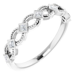 14K White 1/6 CTW Natural Diamond Stackable Ring