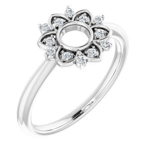 14K White 1/10 CTW Natural Diamond Starburst Ring