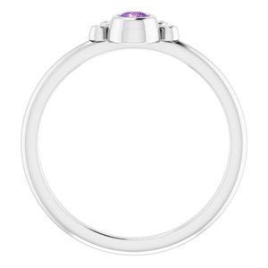 14K White Natural Amethyst & .04 CTW Natural Diamond Ring