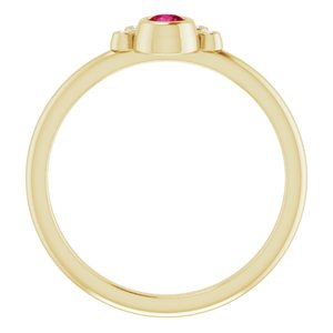 14K Yellow Lab-Grown Ruby & .04 CTW Natural Diamond Ring