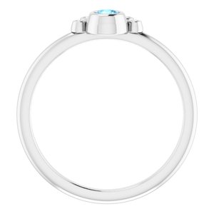 Sterling Silver Natural Aquamarine & .04 CTW Natural Diamond Ring