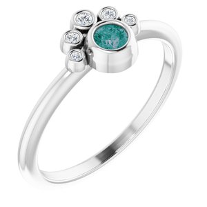 14K White Lab-Grown Alexandrite & .04 CTW Natural Diamond Ring
