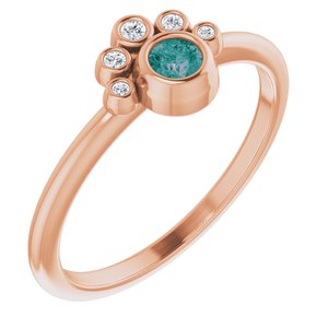 14K Rose Natural Alexandrite & .04 CTW Natural Diamond Ring
