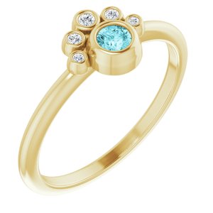 14K Yellow Natural Blue Zircon & .04 CTW Natural Diamond Ring